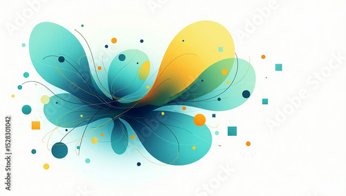 Abstract vector art with blue and yellow shapes arranged centrally. The design would be appropriate for a spring celebration or logo.

