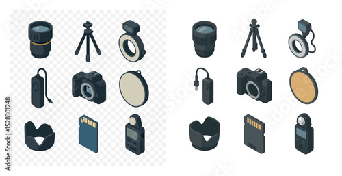 Camera equipment icons for design and digital media projects