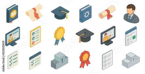 Education and achievement icons for academic success design