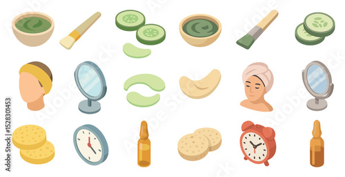 Skincare routine elements for relaxation and beauty enhancement designs