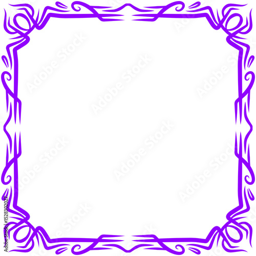 Ornamental violet square framework on dark background, classic decorative border
