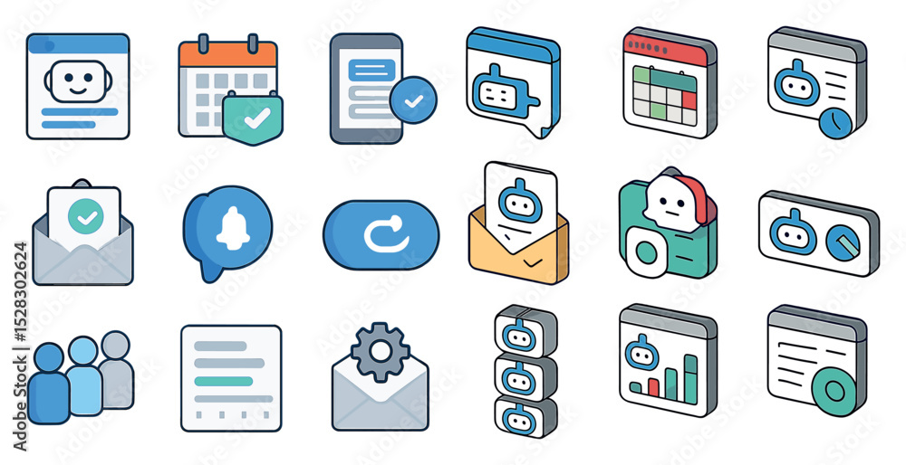 Collection of digital interface icons for scheduling and communication apps Collection of digital interface icons for scheduling and communication apps