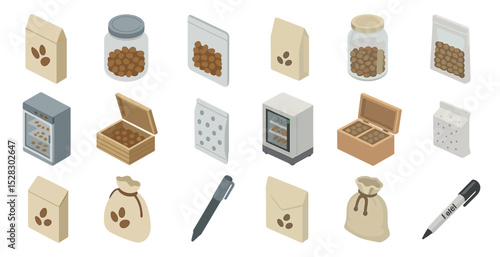 Isometric packaging and containers for seeds or grains design