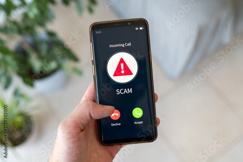 Not answering Scam incoming call. Concept of danger call.