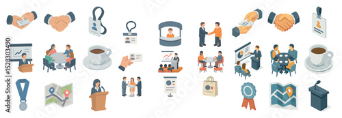 Professional business icons for presentation design and office themes