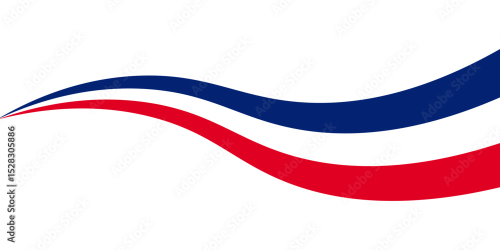 Fototapeta premium French flag tricolor rainbow curve design a blue stripe above a red stripe against a plain white background space filler
