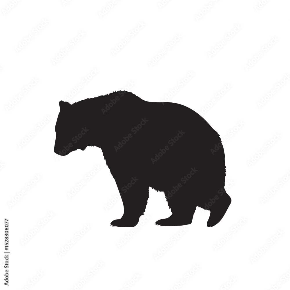 Fototapeta premium Black silhouette of a bear walking sideways