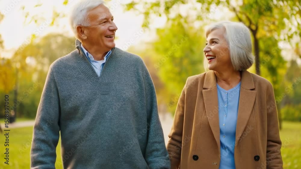 Happy senior couple walking outdoors, laughing and enjoying retirement life
Happy senior couple walking outdoors, laughing and enjoying retirement life