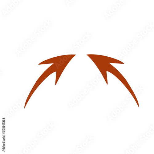 Abstract convergence: Symmetrical arrowheads in terracotta hue on black canvas