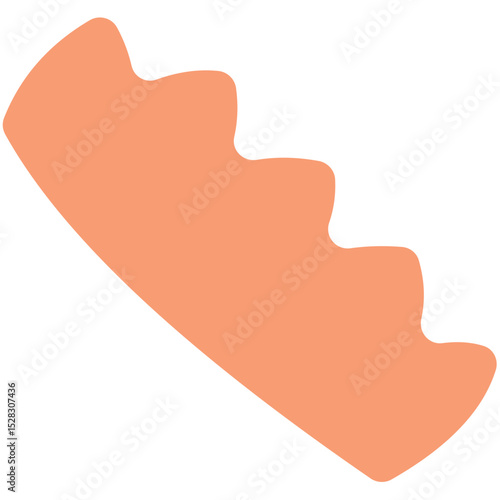 An abstract peach colored shape with curved edges on a white background is displayed here nicely