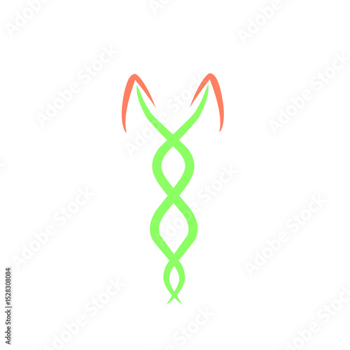 Abstract helical design element evoking growth and dynamic energy on black background