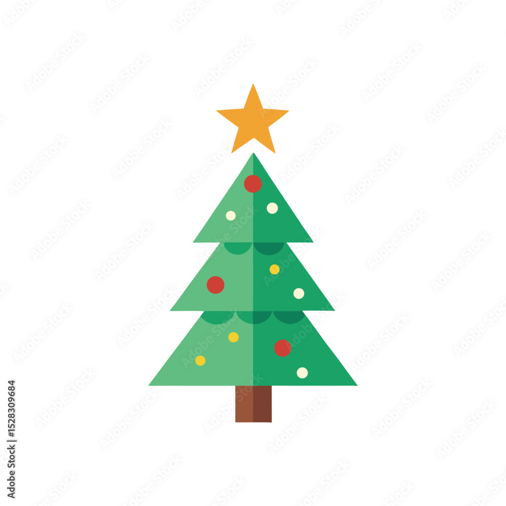 Fototapeta premium decorated christmas tree with star vector