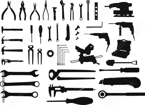 set of tools isolated on white