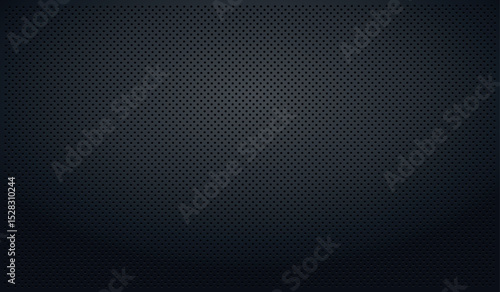 Black perforated background texture with black holes and glow