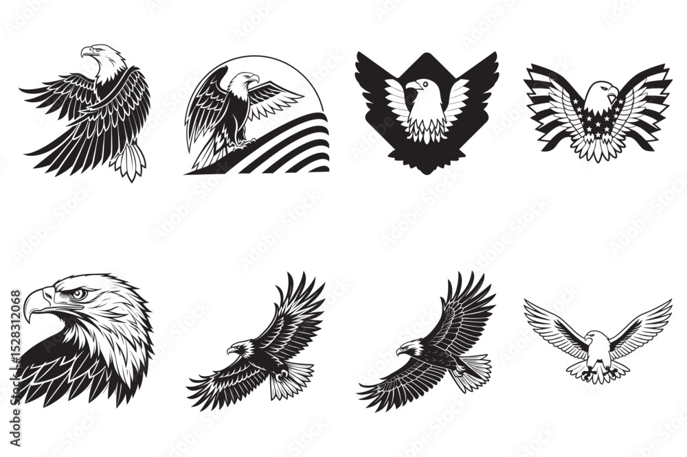 Fototapeta premium Powerful eagle illustrations, perfect for prints or tattoos.