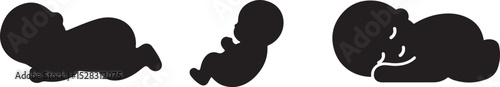 Silhouette Baby Sleeping Positions Showing Fetal Development Stages