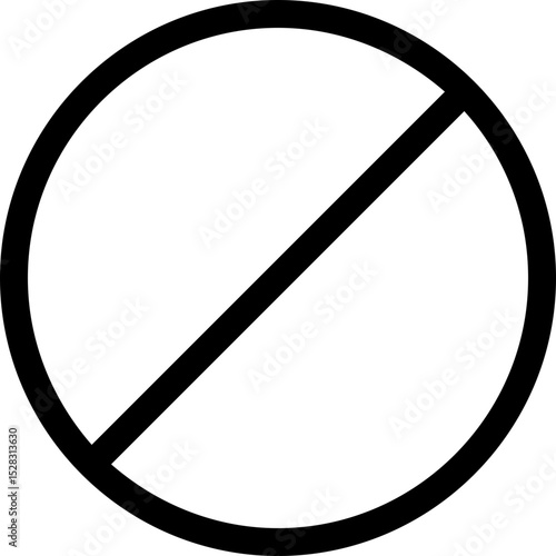 A simple black and white illustration of a circle with a diagonal line through it indicating prohibition