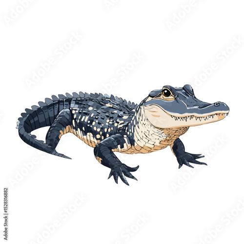 2D flat vector illustration of American Alligator, isolated on a white background.