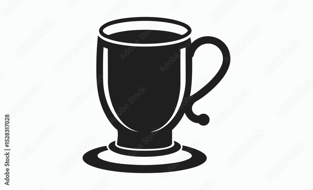 Coffee mug icon, black cup silhouette, tea mug design, simple kitchen illustration Coffee mug icon, black cup silhouette, tea mug design, simple kitchen illustration