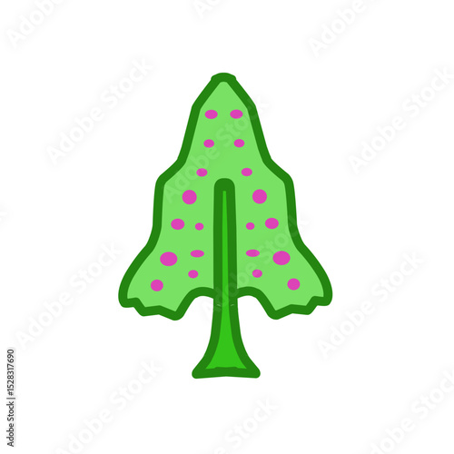Stylized botanical illustration depicting a fantasy arboreal form on black background