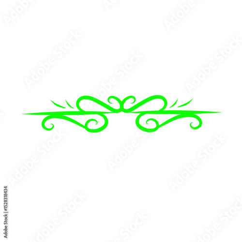 Elegant neon green flourish design on stark black background conveys sophistication
