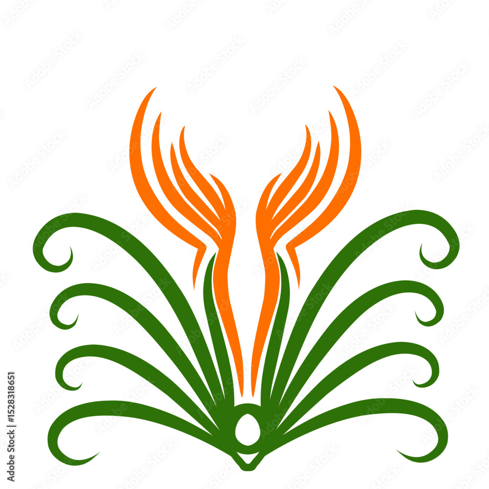 Stylized organic emblem featuring curvilinear foliage and radiant floral accents Stylized organic emblem featuring curvilinear foliage and radiant floral accents