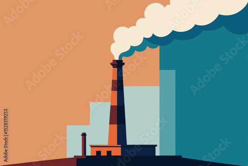 power plant with smoke stacks