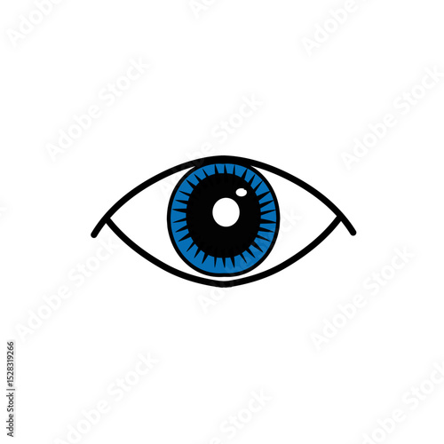 Minimalist Blue Eye: A Focused Gaze with Intense Color in stark contrast