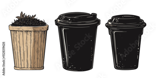 Collection of compost containers showcasing shadows in unique designs for eco-friendly gardening
