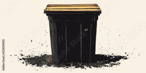 Compost bin silhouettes showcasing variations in design and shadow with a clean vector style