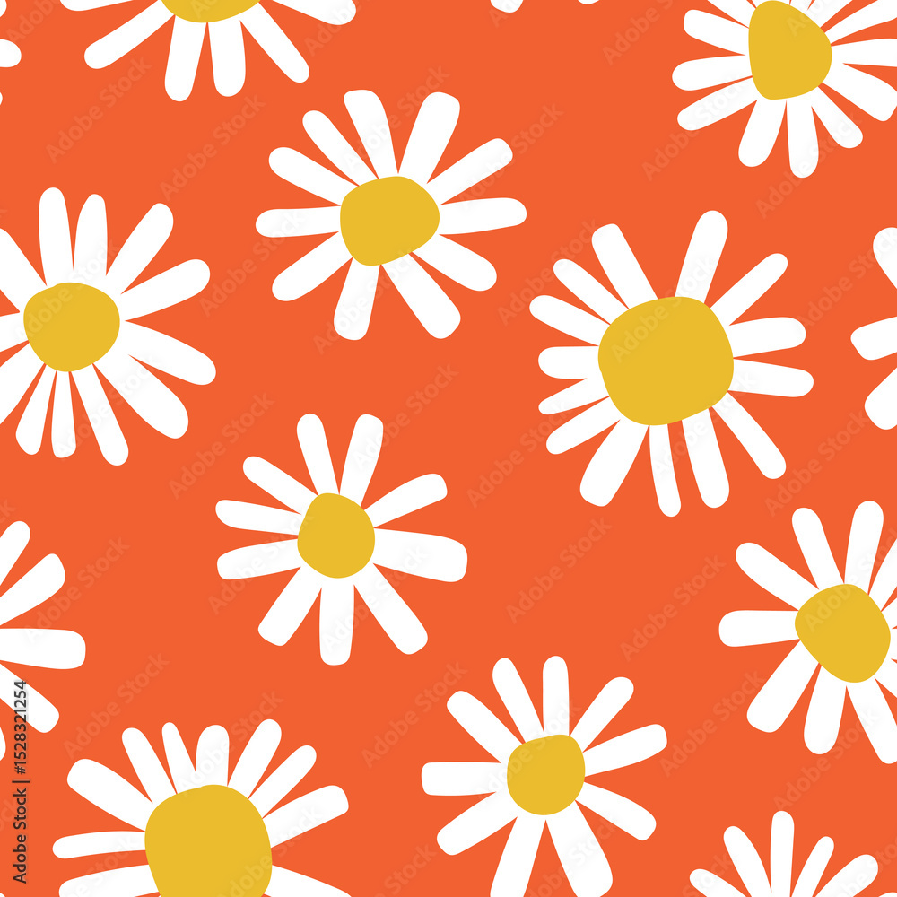 Obraz premium Red Floral Pattern Daisy Background