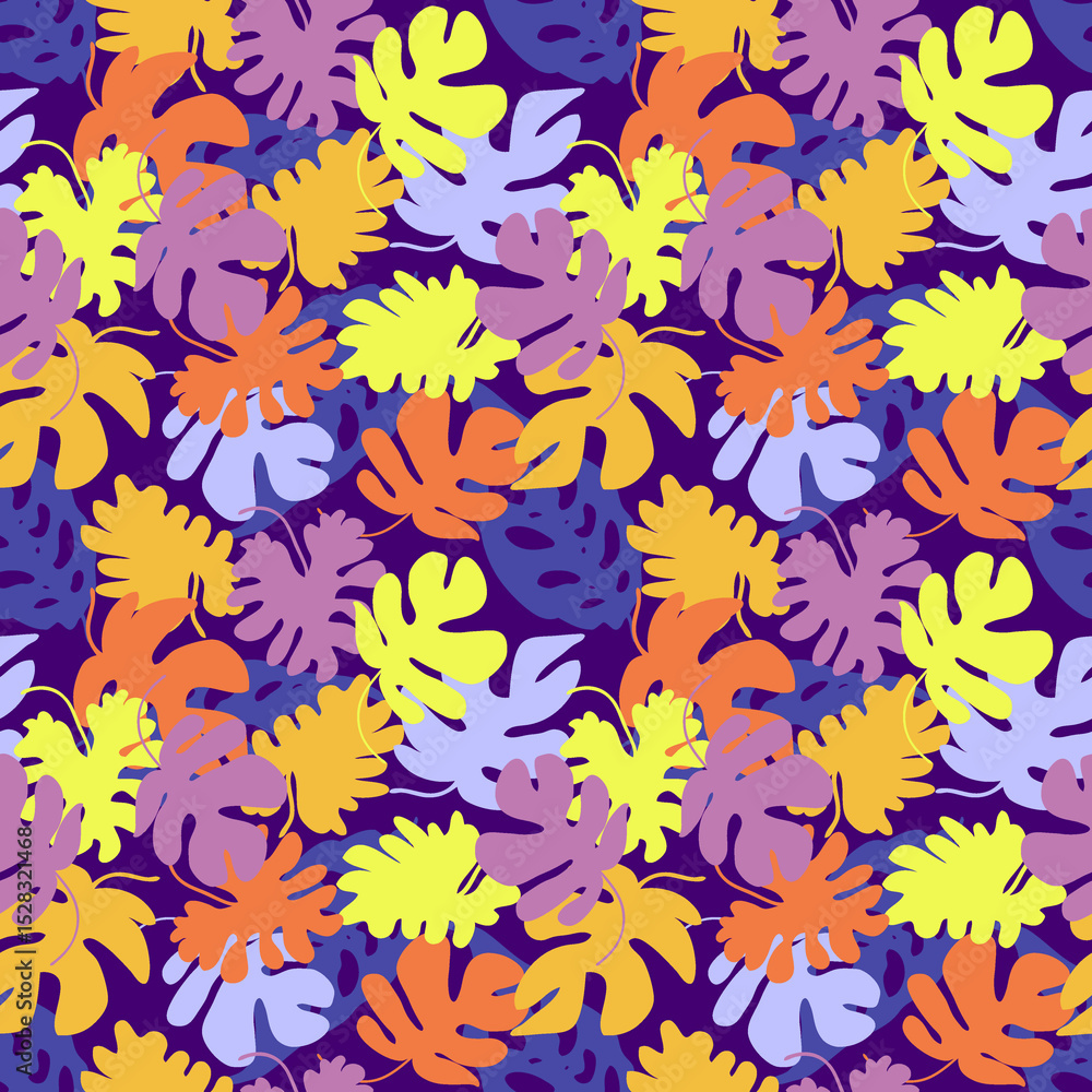 Obraz premium Monstera leaves seamless pattern. Perfect print for tee, textile and fabric. Hand drawn Illustration.