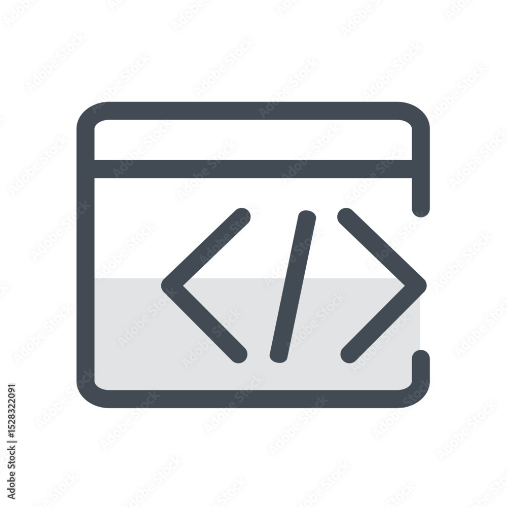 Illustration of a coding interface with angle brackets and a forward slash on a light grey background Illustration of a coding interface with angle brackets and a forward slash on a light grey background