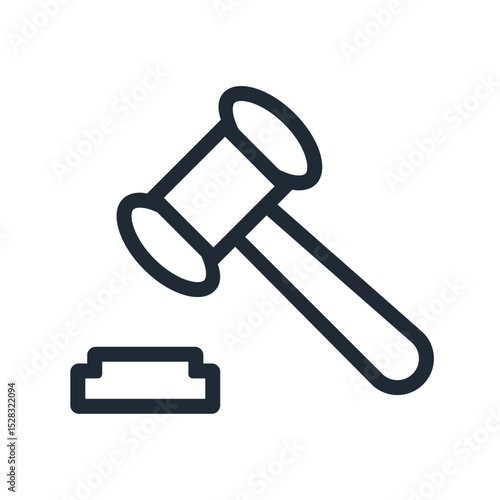 Illustration of a gavel with a striking block symbolizing legal authority and judicial decisions made in court
