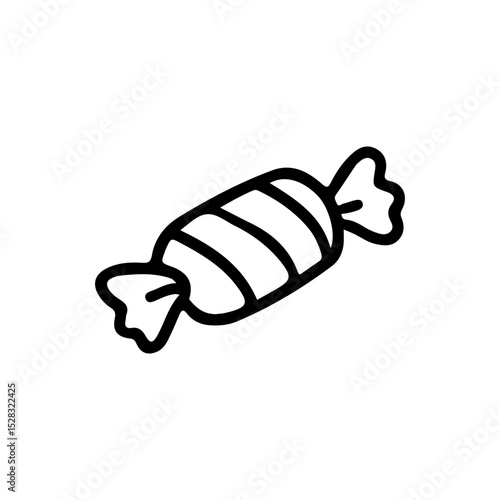Vector illustration of a wrapped candy icon, perfect for sweet-themed designs, confectionery branding, and holiday graphics. Ideal for web design, logos, and packaging.