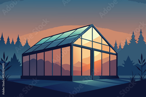 sunset in the greenhouse
