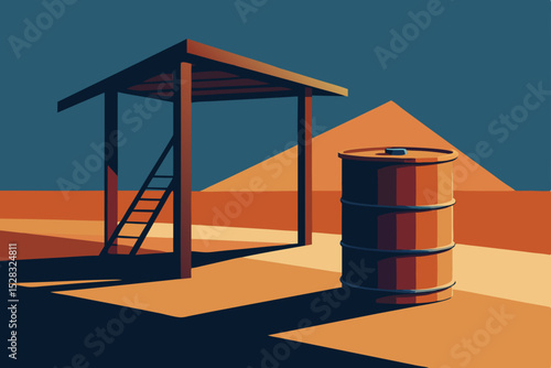 illustration of oil barrel with gas