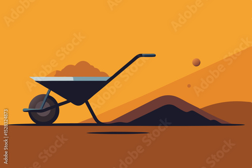 wheelbarrow with construction