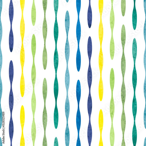 Vertical watercolor stripes seamless pattern. Striped vector geometric backgr...