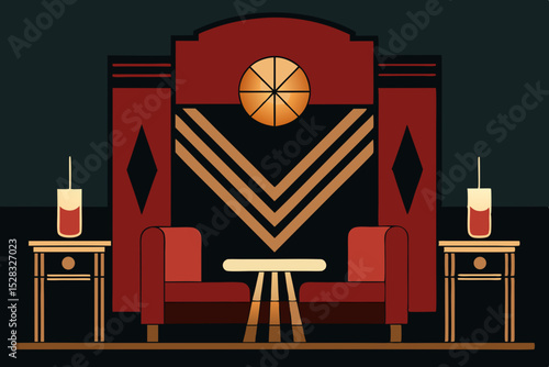 The Elegant Interior Of A 1920s Speakeasy Bar With Luxurious Art Deco Details