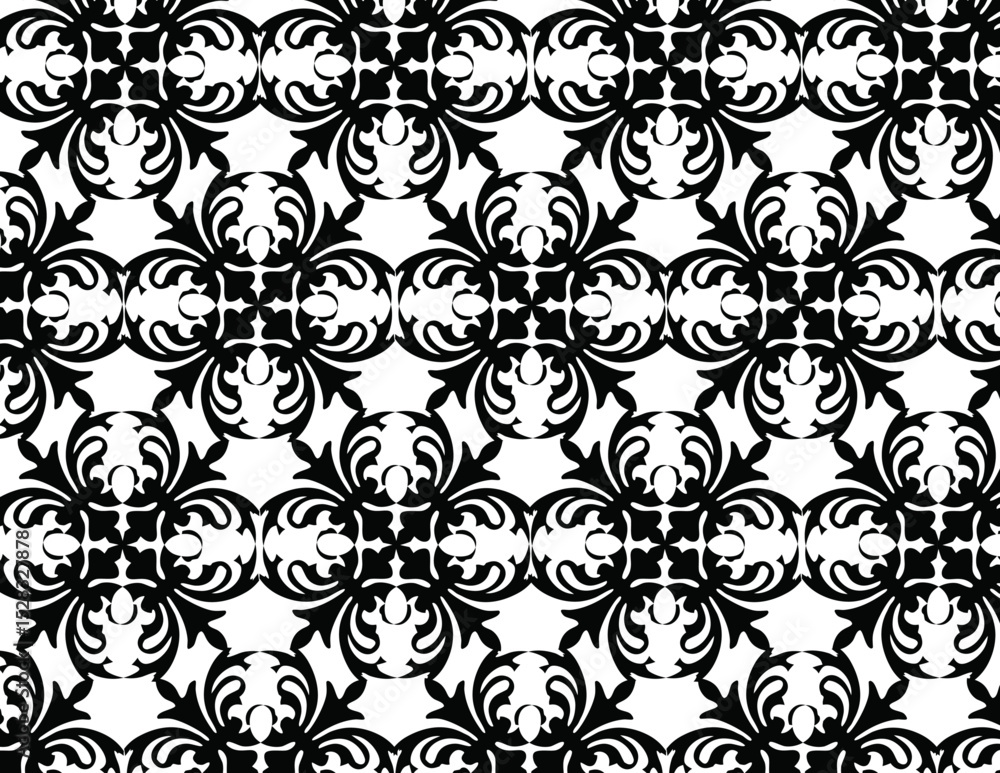 Fototapeta premium Baroque Floral Pattern (Black and White)