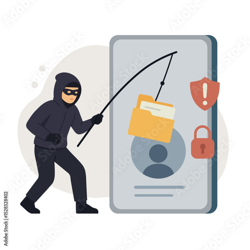 thief stealing data flat vector illustration