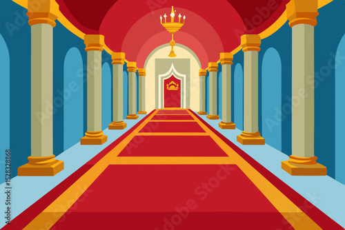 An Opulent Baroque Palace Hallway Interior With Luxurious Ornate Golden Fixtures