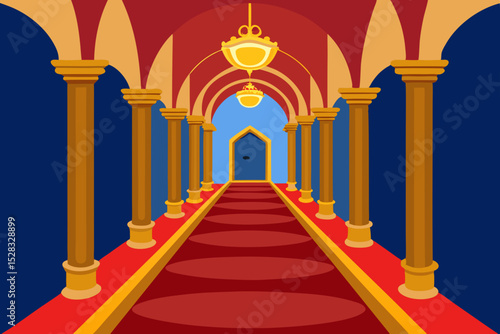 A Breathtaking Vision Of A Baroque Palace Hallway Adorned With Exquisite Gold Decor