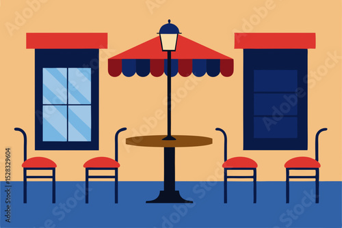 Elegant French Cafe Terrace Cartoon Animation Background Vector illustration