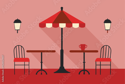 Traditional French Cafe Cartoon Animation Background Vector illustration