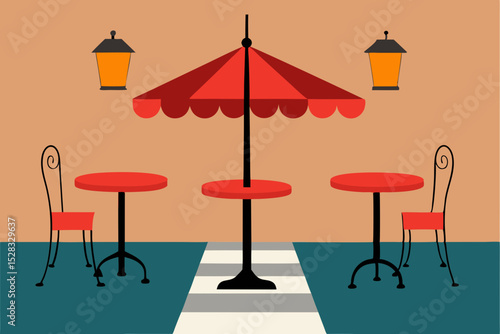 Parisian Cafe Terrace Cartoon Animation Background Vector illustration