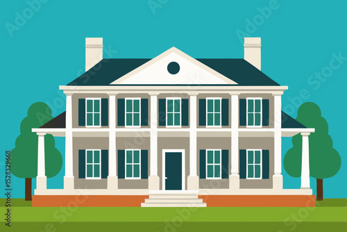 Southern Plantation House Cartoon Animation Background Vector illustration
