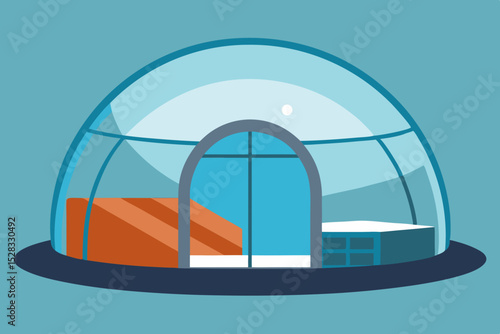 Sleek Dome Home Cartoon Animation Background Vector illustration