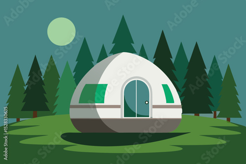 Sustainable Pod Home Cartoon Animation Background Vector illustration